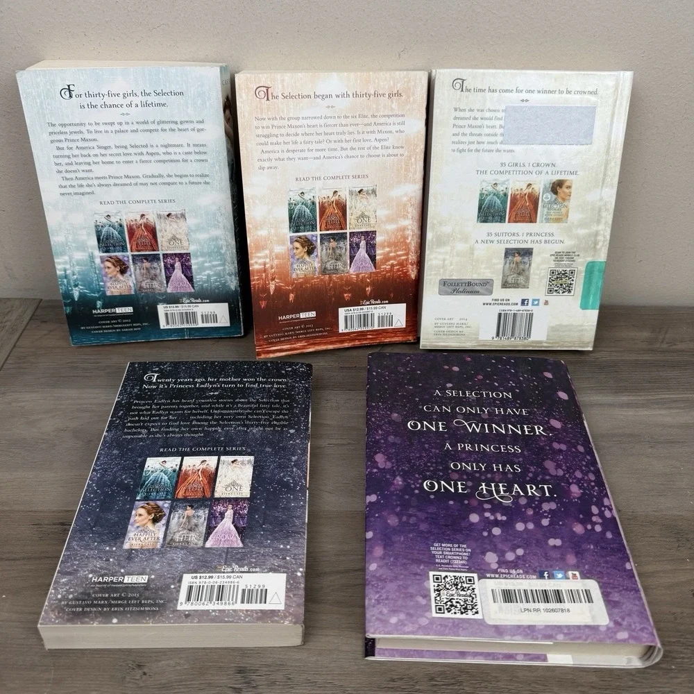 The Selection Series lot Books 1 to 5 by Kiera Cass Elite The One The Heir Crown